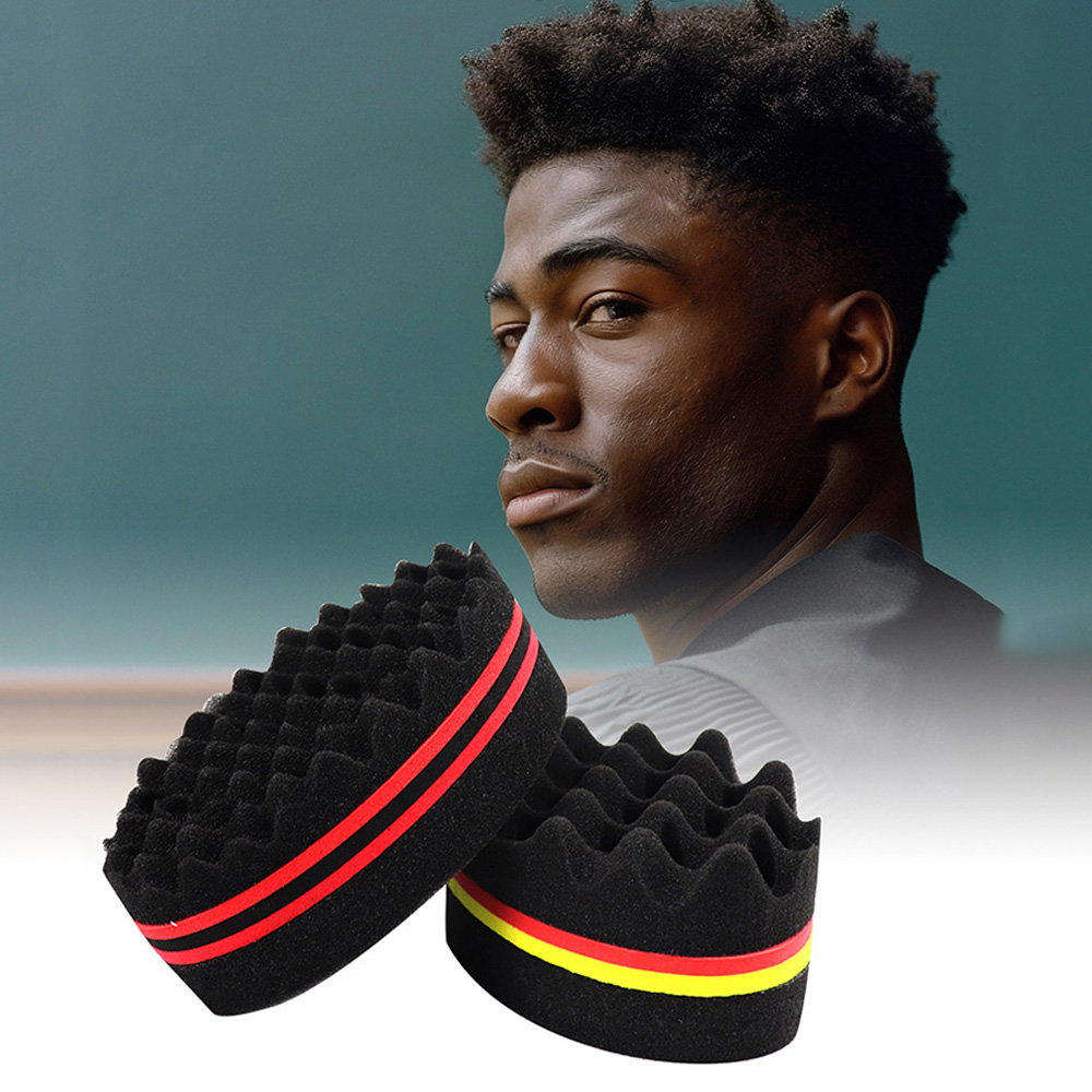 Afro Pick Comb - 楕円形両面マジックツイストヘアブラシスポンジブラシナチュラルアフロコイルウェーブドレッドスポンジブラシ髪三つ編み編み髪