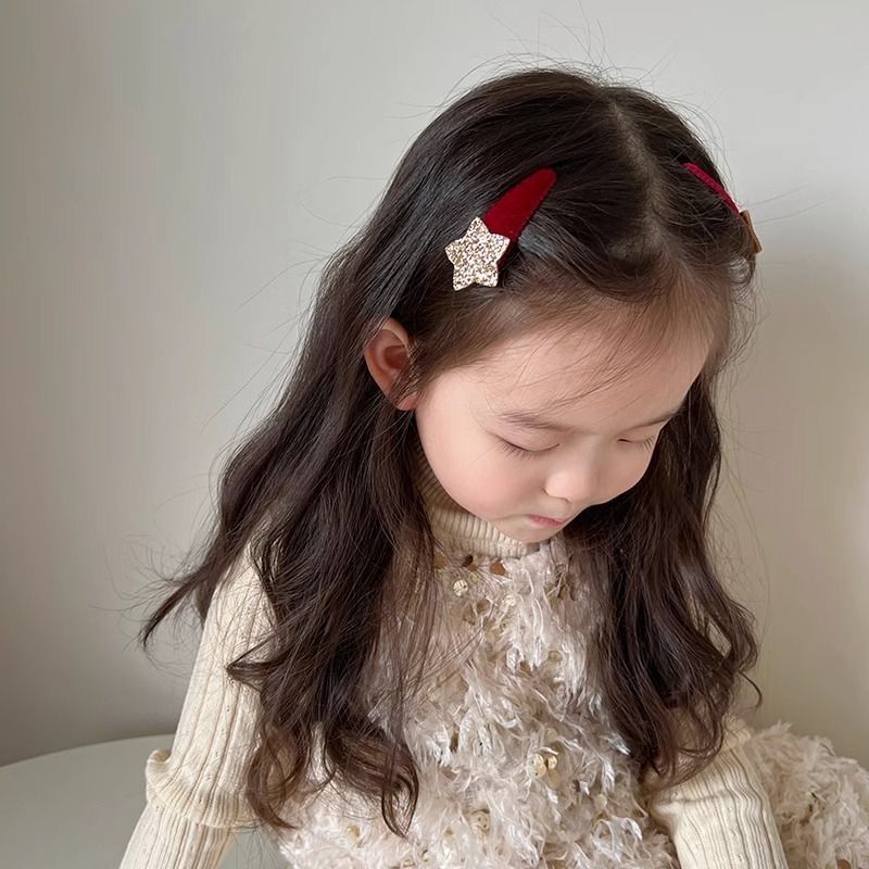 Hair Care Baby - 1 ペア韓国スタイルグリッタースターヘアクリップ女の赤ちゃん幼児ソフト BB バレッタ子供ヘアアクセサリー帽子