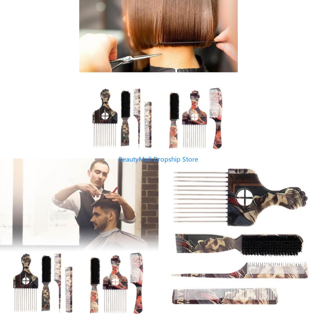 Afro Pick Comb - 40JD便利なプリントヘアブラシとコームアフロヘアピックさまざまなヘアドとユーザー用のコームヘアケアアクセサリー