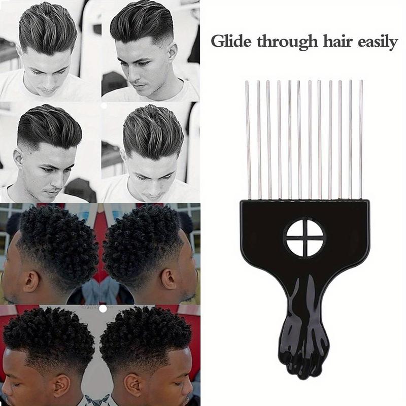 Afro Pick Comb - 2個入りメタルアフロピックコーム、女性男性用ウィッグ、ブレイズ、巻き毛、もつれ解消、スタイリング、リフティングツール