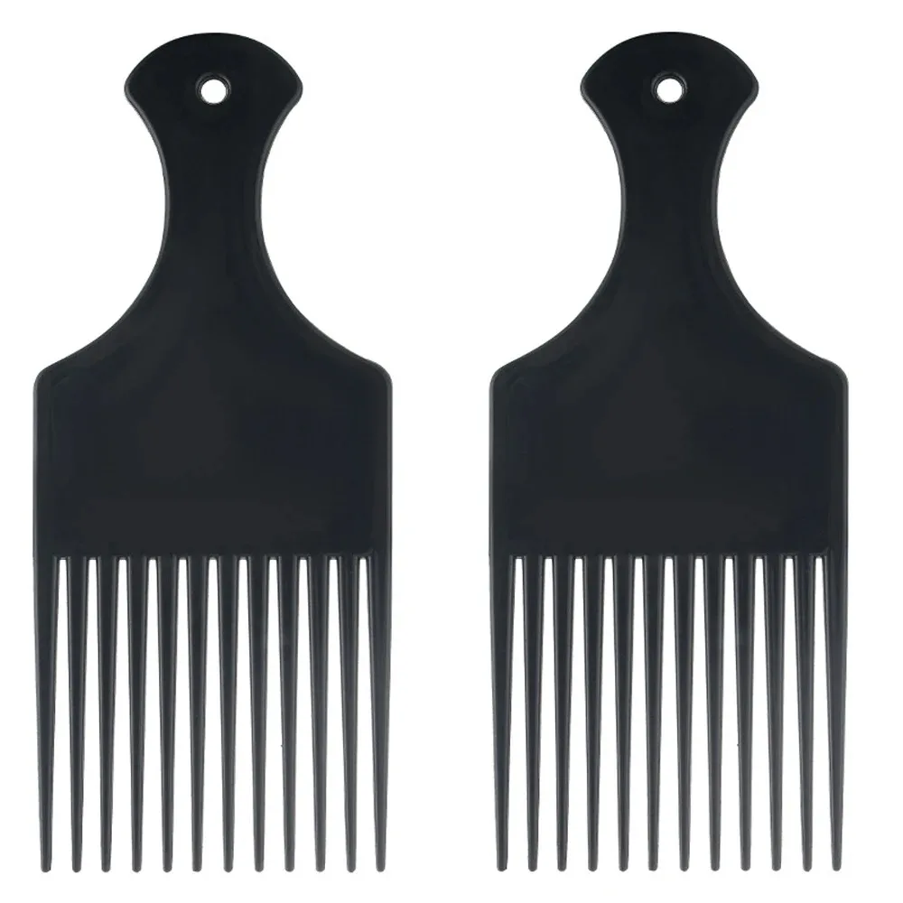 Afro Pick Comb - 幅広歯ブラシピックコームフォークヘアブラシインサートヘアピックコームプラスチックギアコーム巻き毛アフロヘアスタイリングツール用