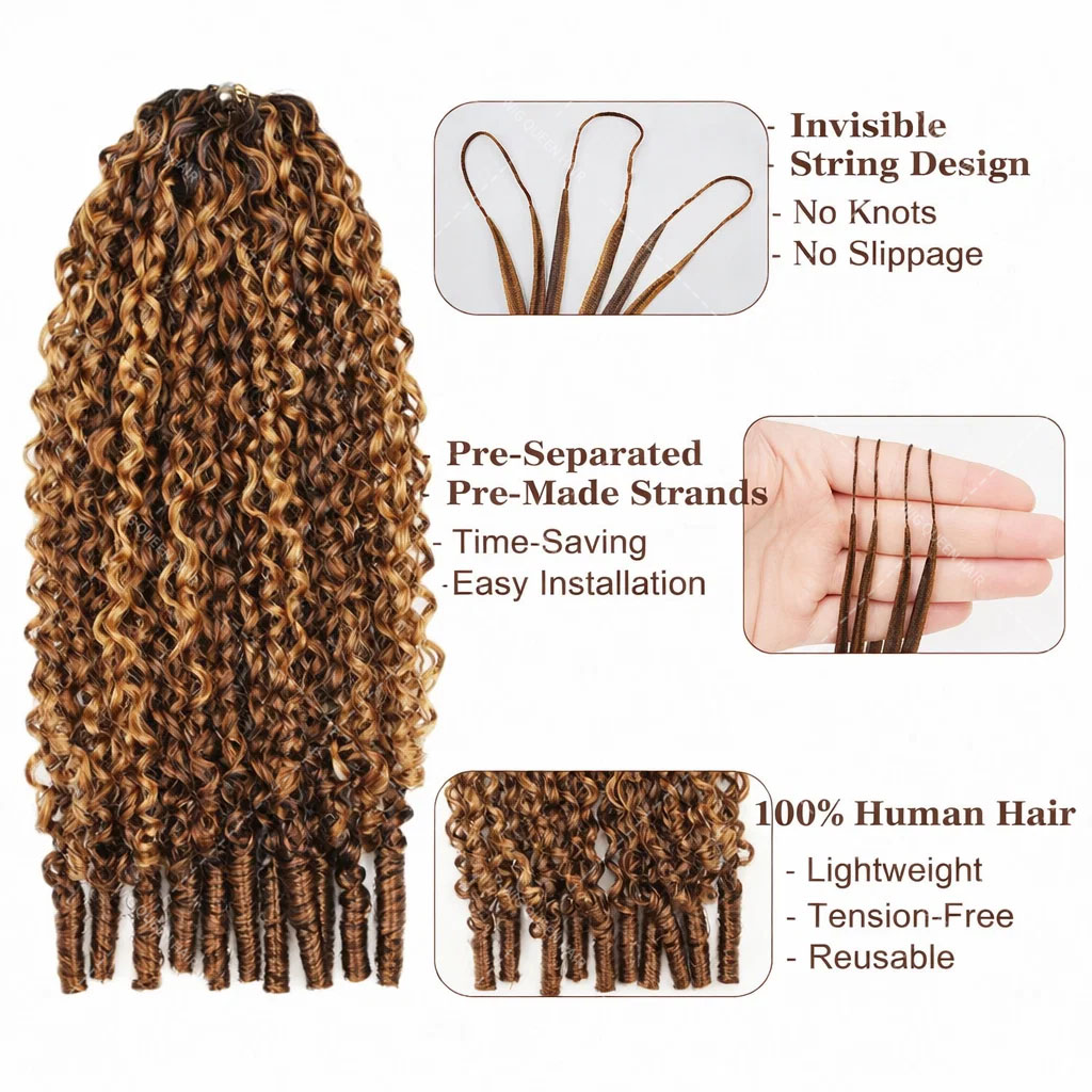 P427 ハイライト バーミーズカーリーフェザー クロシェヘ - Crochet Braiding Hair のレビューと価格