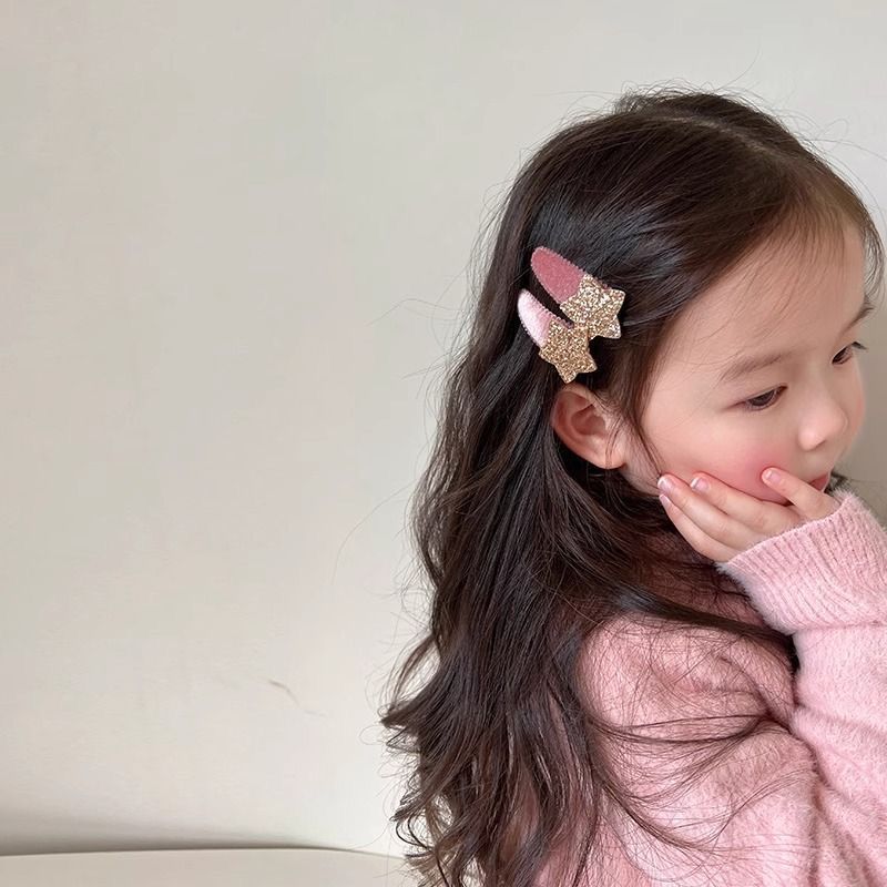1 ペア韓国スタイルグリッタースターヘアクリップ女の赤ちゃん - Hair Care Baby のレビューと価格